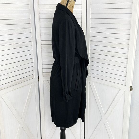 Elodie Waterfall Linen Blend Cardigan Topper Jacket Black XS Open - Picture 4 of 14
